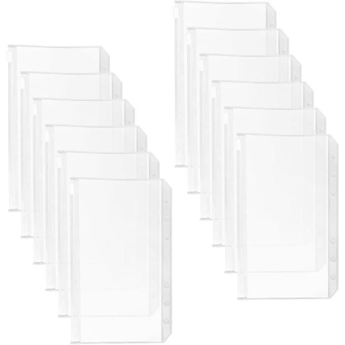 Pochettes Plastique A6 à Fermeture éclair - Lot De 20, 6 Trous, Transparentes, Imperméables, Pour Classeur