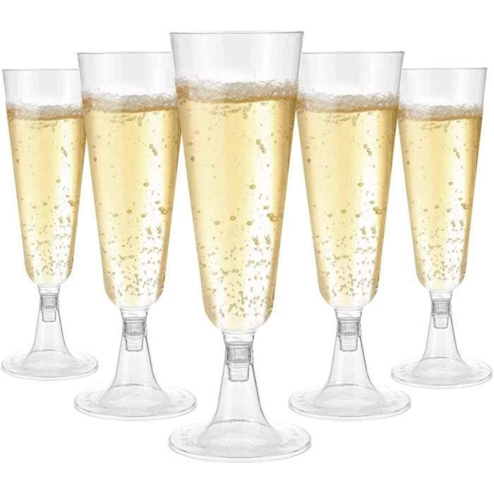 LATERN 50 Pièces Flûtes à Champagne en Plastique, 150ml Verres à