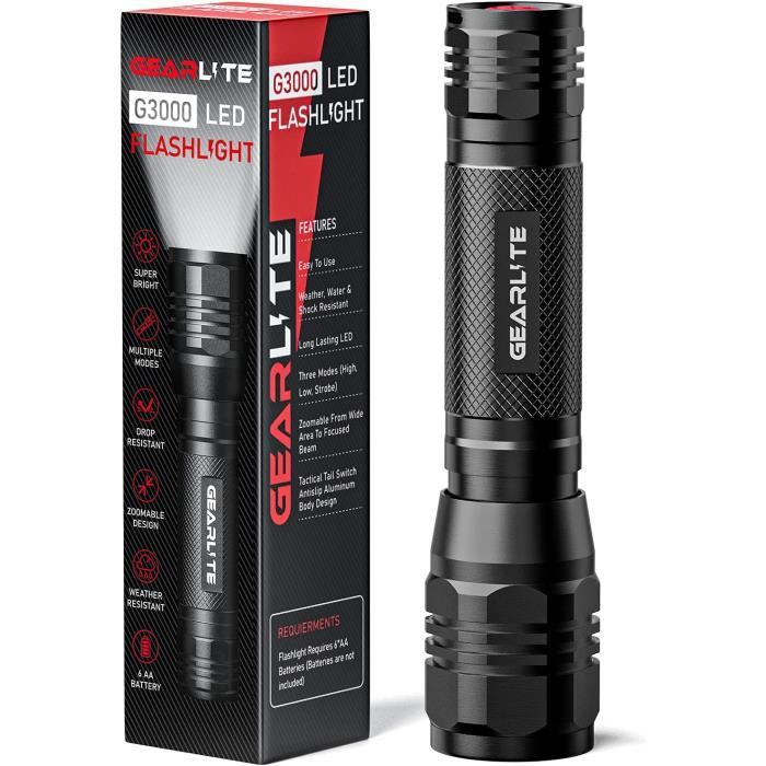 GEARLITE Lampe Torche Led Ultra Puissante, Tactique Lampe de Poche ...