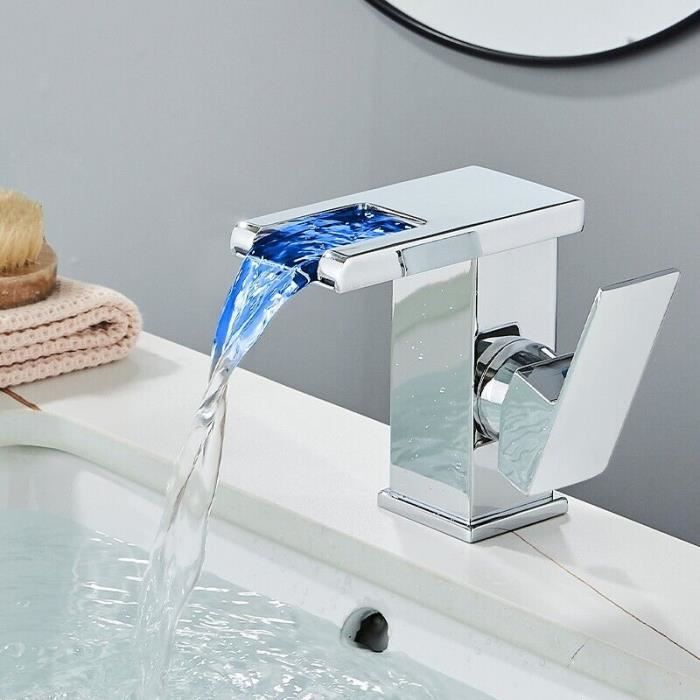 Robinet Salle de Bain Cascade Mitigeur Lavabo Chromé en