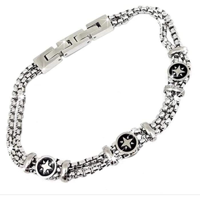 Bracelet Homme Acier Inoxydable – Motif Grain De Café – Manque Une Maille