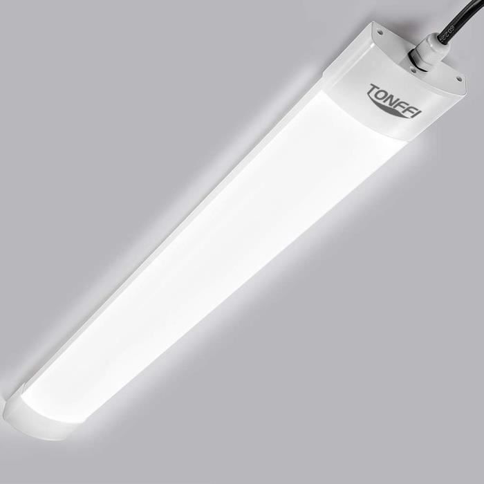Barre LED Neon 60 Cm 18W - 1800 Lumens, IP66 étanche - Blanc Froid 5000K - Pour Garage, Cuisine, Atelier, Extérieur - Installation Facile