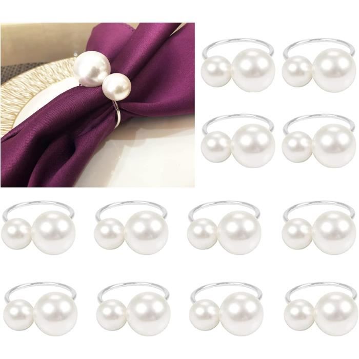 Anneau De Serviette Rond Boucle De Serviette Avec Fausse Décoration En Strass Perle Pour Table à