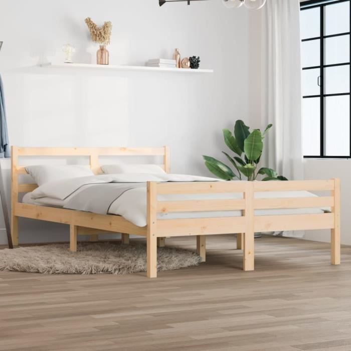 vidaXL Cadre de lit Bois massif 150x200 cm Très grand 814824