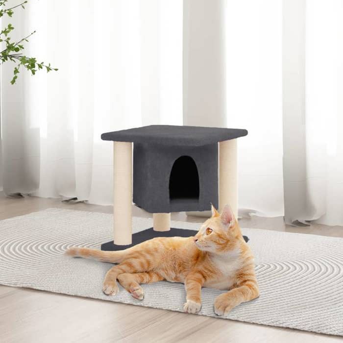 vidaXL Arbre à chat avec griffoirs en sisal Gris foncé 37 cm 171656