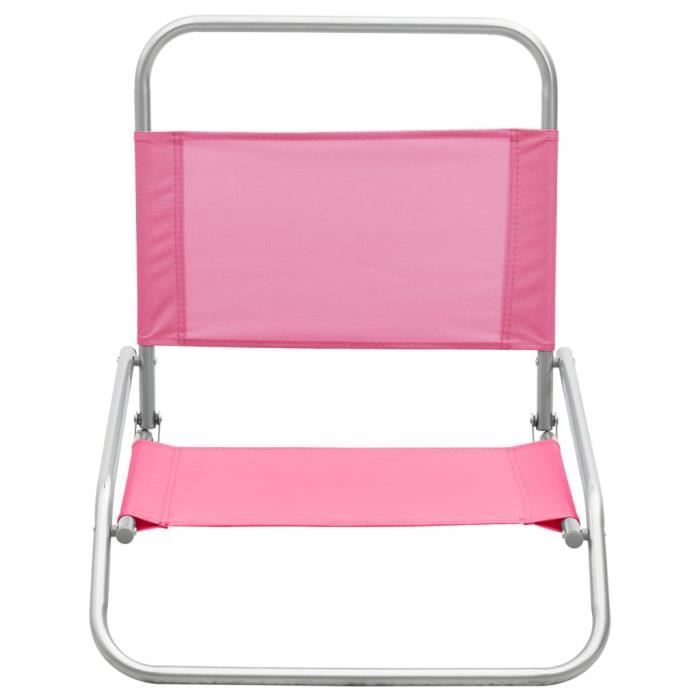 chaises de plage pliables - vingvo - lot de 2 - rose - tissu oxford avec revêtement en pe et acier