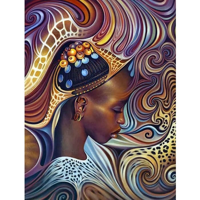 DIY Diamond Painting Femme Africaine, Broderie Diamant Painting Kits Femme, Point De Croix