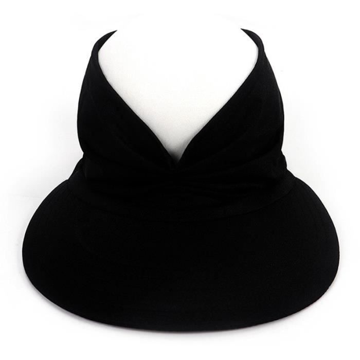 Chapeau Visière Femme Été - Grande Aile, Paille Papier - Réglable (Hauteur 18 Cm) - Plage, Voyage, Vacances