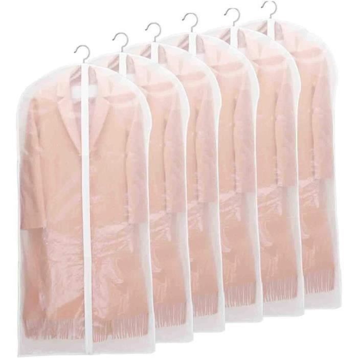 Lot De 6 Housses Transparentes Pour Vêtements 100 Cm - Protection Poussière Et Imperméable PEVA