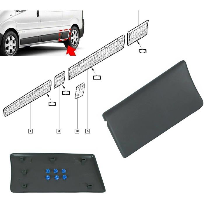 Baguette Protection Latérale Baguette Panneau Arrière Gauche Pour Renault Trafic II, Opel Vivaro, Nissan Primastar Cache Protection Automobile