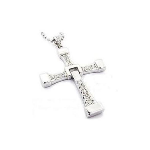 Collier Croix Fast And Furious Vin Diesel - Longueur 52cm, Plaqué Or, Lot De 5 Pièces