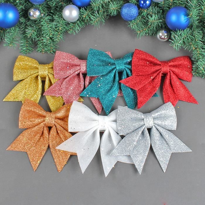 5 Nœuds Ruban Noël Rouge 23 Cm - Décorations Pour Sapin, Guirlandes, Cadeaux - Tissu, Réutilisables