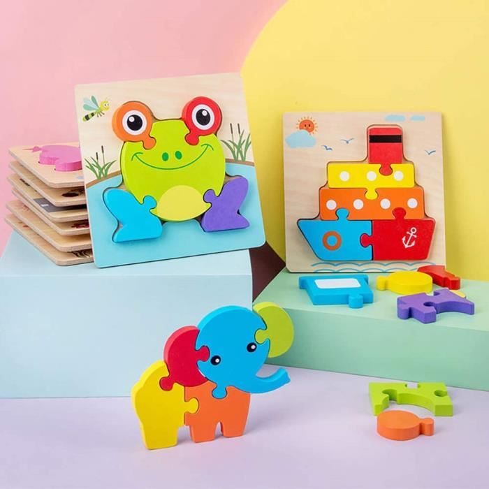 3 ans enfant puzzle bébé jouets en bois 3d dessin animé animal