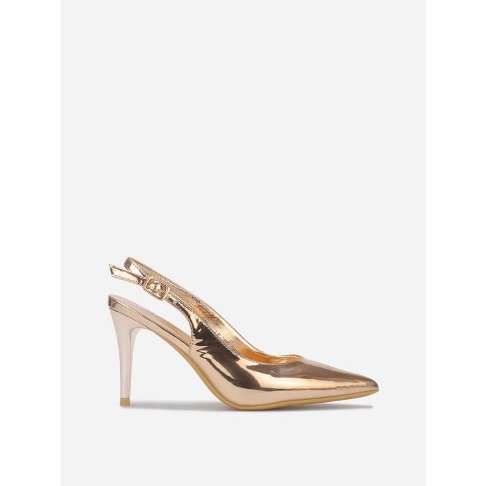 Escarpins slingback vernis Femme Jaune Talon aiguille Boucle de  serrage Basse tige