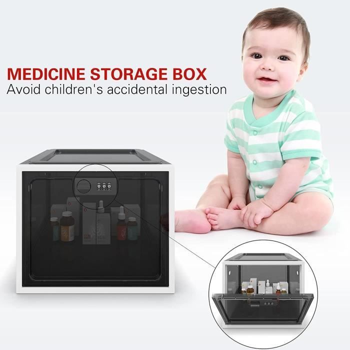 Boîte De Rangement Verrouillable ACESOME - 45x35x26cm - Serrure à Combinaison Pour Médicaments, Jouets