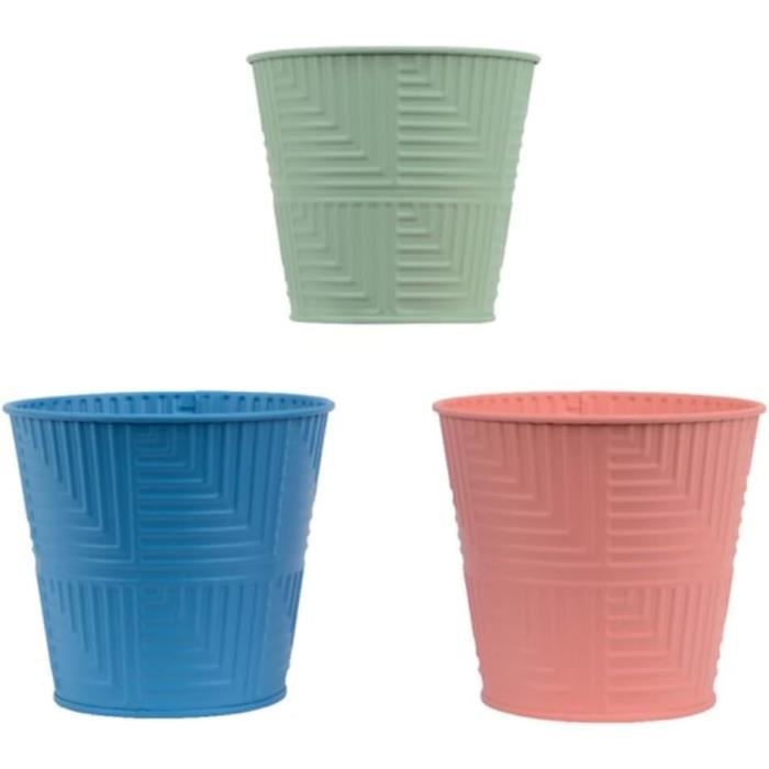 Lot De 10 Pots De Fleurs Suspendus Métal Colorés Avec Crochet - Trou De Drainage - Balcon Jardin
