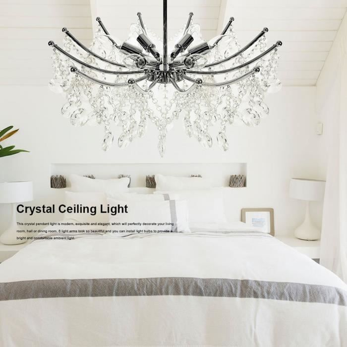 RHO Lustre moderne en cristal 6 lumières, Ø 53 cm lustre en cristal K9 ...