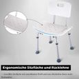 Chaise de Douche blanc hauteur reglable avec Dossier et pieds anti-dérapants-2