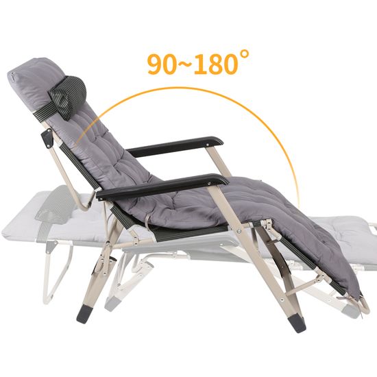 WoRaum Chaise Longue De Jardin Pliable Et Inclinable - Fauteuil Rembourré Avec Repose-Pieds, Appui-Tête Et Tablette (Gris)