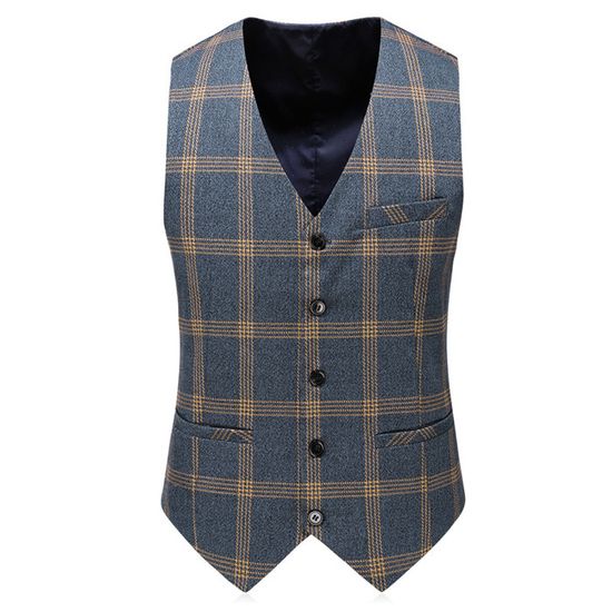 Costume 3 Pièces Homme à Carreaux - Coupe Ajustée, Veste, Gilet, Pantalon, Pour Mariage Et Cérémonie