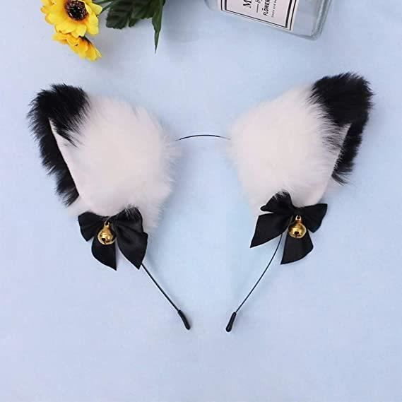 Déguisement Chat Femme 4 Pièces - Oreilles, Masque, Queue, Nœud - Noir Pailleté - Pour Fête, Halloween, Cosplay