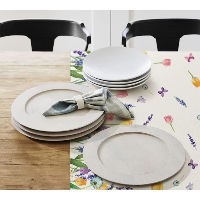 Nappe D Été Lavable - Motifs Tulipe, Fleurs - Nappe De Vacances, Saisonnière - Pour Fête, Dîner De Famille - Décoration De T[n907] - Maison