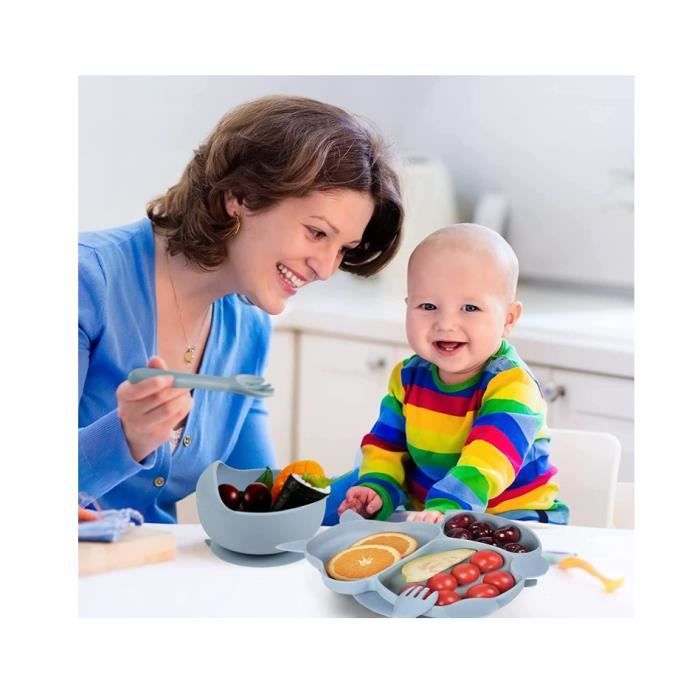 Assiette Bébé En Acier Inoxydable Avec Ventouse, 2 Pièces D