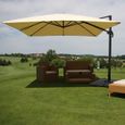 Parasol professionnel - marque - pour jardin terrasse 3x4m - polyester aluminium/acier - crème-3