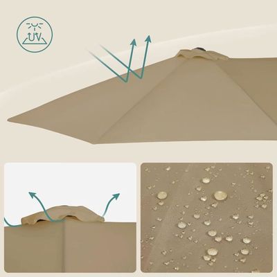 Parasol Double Face SONGMICS 460x270cm - UPF 50+, Manivelle, Mât Métal 48mm - Pour Jardin Et Terrasse