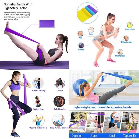 Yoga CampTeck Lot De 5 Bandes De R/ésistance /Élastique Latex Pour Salle De Gym Exercice Kin/ésith/érapie Pil/âtes R/é/éducation et Mobilit/é Avec Sac de Rangement