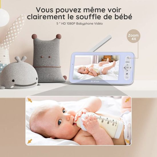 Babyfoon BOIFUN Caméra vidéo Interphone bébé avec écran Prise en