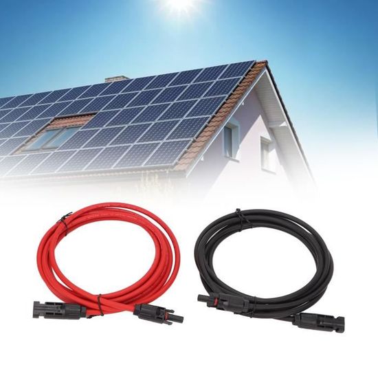 1 paire de fils de panneau solaire 12AWG avec connecteur Câble d'extension  d'adaptateur solaire pour bricolage gaine 2m / 6.6ft - Cdiscount Bricolage