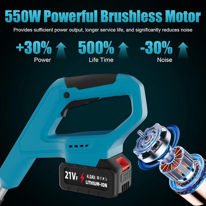 Motoculteur Électrique 21V avec 2 Batteries Rouleau Double 4 Lames