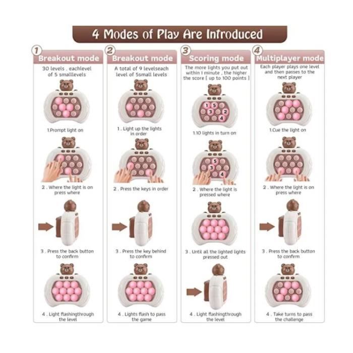 Pop It électronique Avec écran - Console De Jeu Sensoriel, 4 Modes, Lumières Et Sons, Pour Enfants Et Adultes