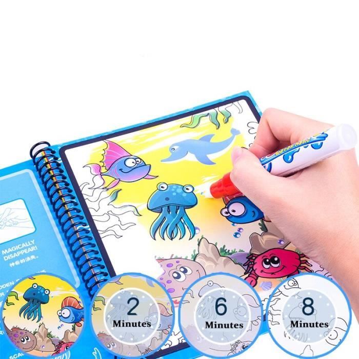 Dessin - Graphisme,Livre de coloriage Montessori réutilisable,livre de dessin magique à l'eau