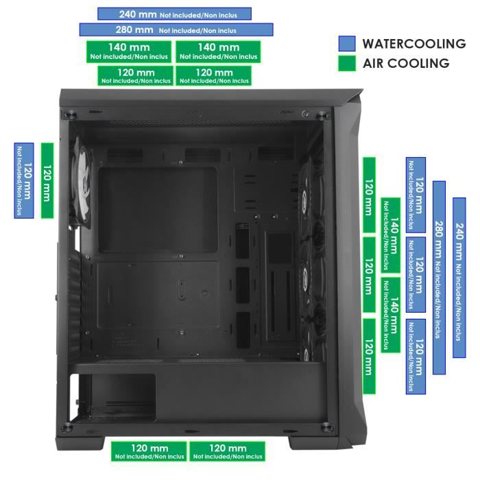 EMPIRE GAMING - DarkWitcher PC-Gehäuse Für Gamer - ARGB Medium Tower Atx Front Metall Mesh Und Seitenwand Aus Hartglas 4 Lfter 5 Volt Pwm Led Rgb Adressierbar 120 Mm Mb Sync Weis