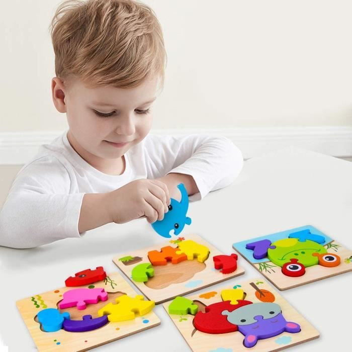 Puzzle en Bois Enfant, 8 Pièces Puzzle Bois, 3D Montessori Bebe Jouets, Puzzle  Enfant 2 Ans, Puzzle à Encastrement Educatif - Cdiscount Jeux - Jouets