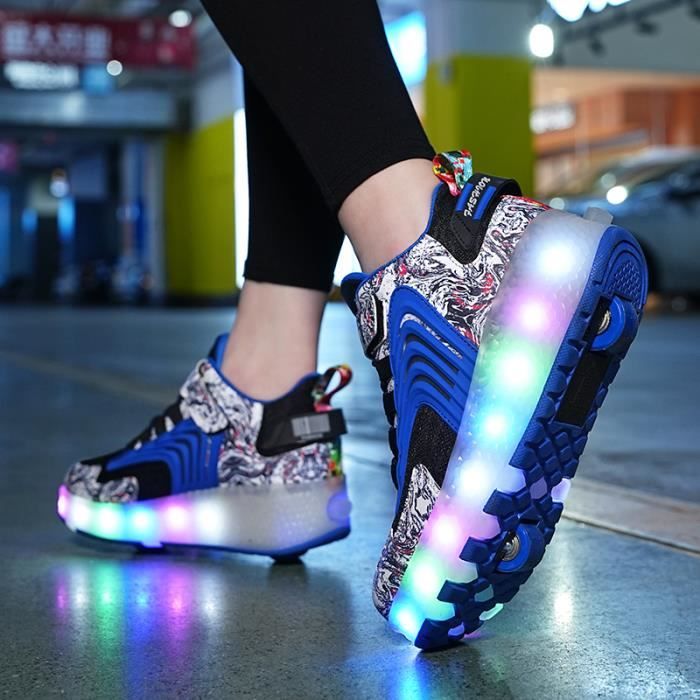 Mode Baskets Enfants LED lumières Chaussures à Roulettes Garçons