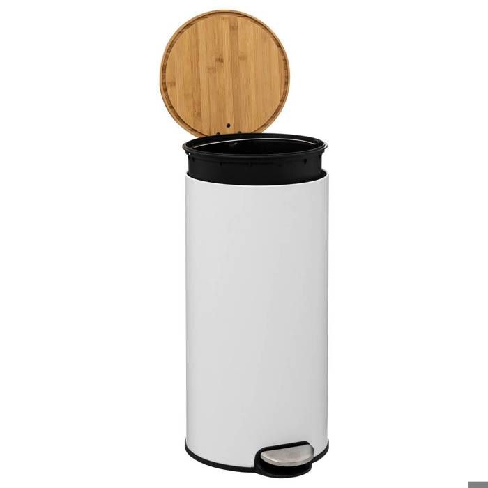 Poubelle Avec Couvercle Bambou Gris 30 Litres - Design Élégant 5 Five Simply Smart