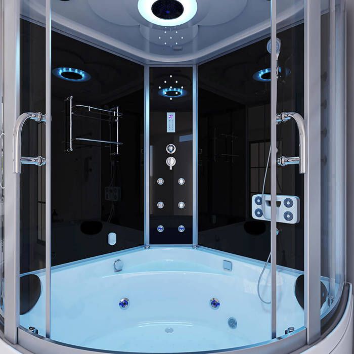 Cabine De Douche à Vapeur Et Sauna Infrarouge Colorado Luxe 100x100 Cm, Quart De Rond, Hauteur 215 Cm