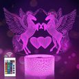 PRESOMA Veilleuse Licorne 3D pour Enfants Lampe 3D Illusion avec 16 Couleurs Changeantes et Télécommande, Cadeau d’anniversaire,-0