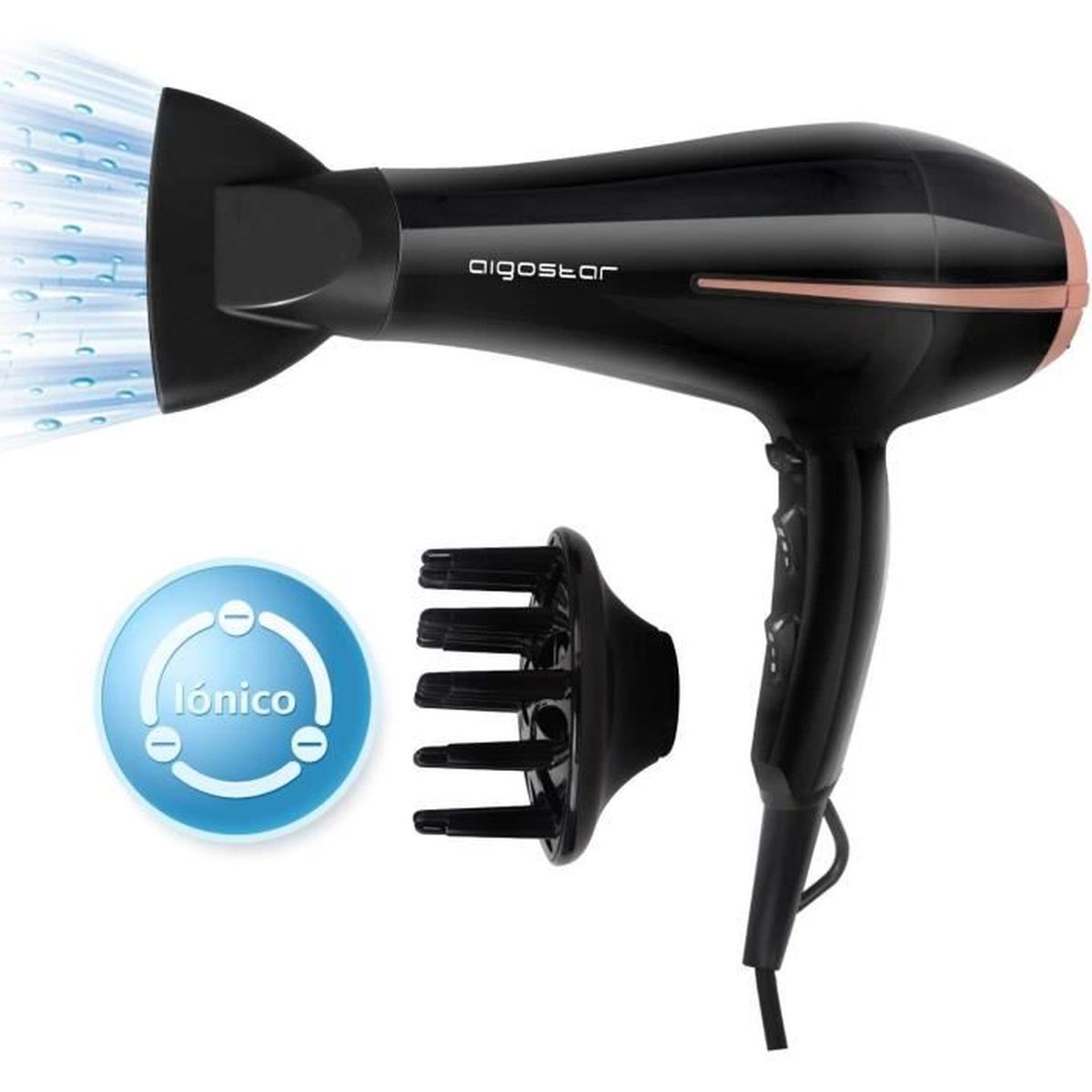 Aigostar Monique 32HIE - 2400W sèche-cheveux professionnel ionique, 2  vitesses et 3 niveaux de température. Bouton d'air froid, Incl - Cdiscount  Electroménager