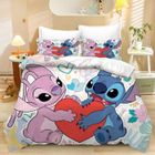 FOCLATUNER Housse de Couette Stitch 2 Personne, Parure Lit Lilo et Stitch, 3 Pièces Couette Stitch 220x240cm +2 Taies d'oreiller 75x50cm