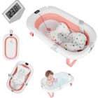 Baignoire Bébé - Baignoire Enfant - MIPAN - Avec Coussin De Bain Et Thermomètre Intégré - Antidérapant + Pliable - Rose