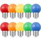BRAND Lot de 10 Ampoule Couleur LED E27 1W, 1W G45 Ampoule Écoénergétique Colorée, Ampoule Mini Globe, Rouge Vert Bleu Orange Jaune