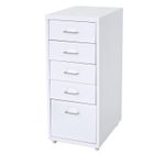 DÉCOSHOP26 Caisson à tiroirs - Blanc - 69x28x41 cm - 5 tiroirs - Acier - Sur roulettes