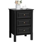 Table de Chevet en Bois Noir 3 Tiroirs - Yaheetech
