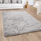 Paco Home Shaggy Tapis De Salon Poils Longs Fausse Fourrure Fourrure Moelleux Argenté Gris 200x290 cm