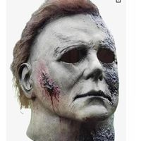 Michael Myers Masque de visage en latex pour Halloween Motif cicatrices d'horreur Accessoire de décoration pour carnaval, Pâques et