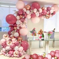 Kit de Guirlande de Ballon Rose Décorations de Fête avec Ballon Confettis et Ballon métallique pour Anniversaire Mariage